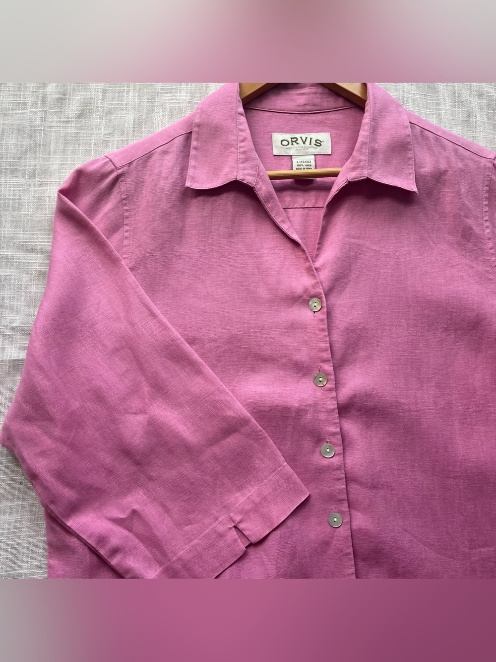 Orvis Rose Linen & Mother of Pearl Button-Front Shirt